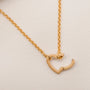Brushed Gold Vermeil Heart Connector Pendant Necklace - open clasp Claire Hill Designs  