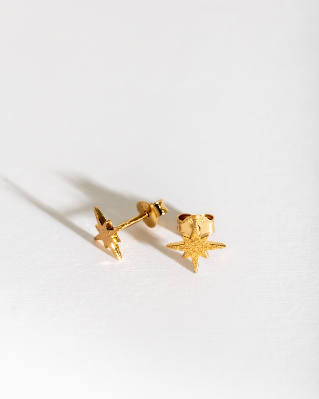 Brushed Gold North Star Stud Earrings