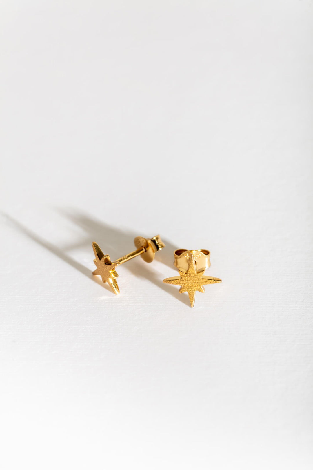 Brushed Gold North Star Stud Earrings