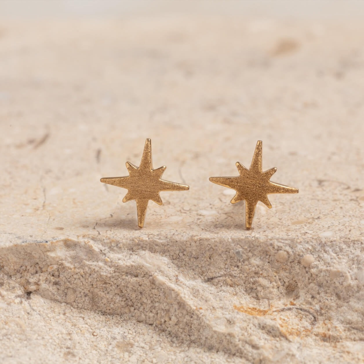 18k gold vermeil brushed north star stud earrings