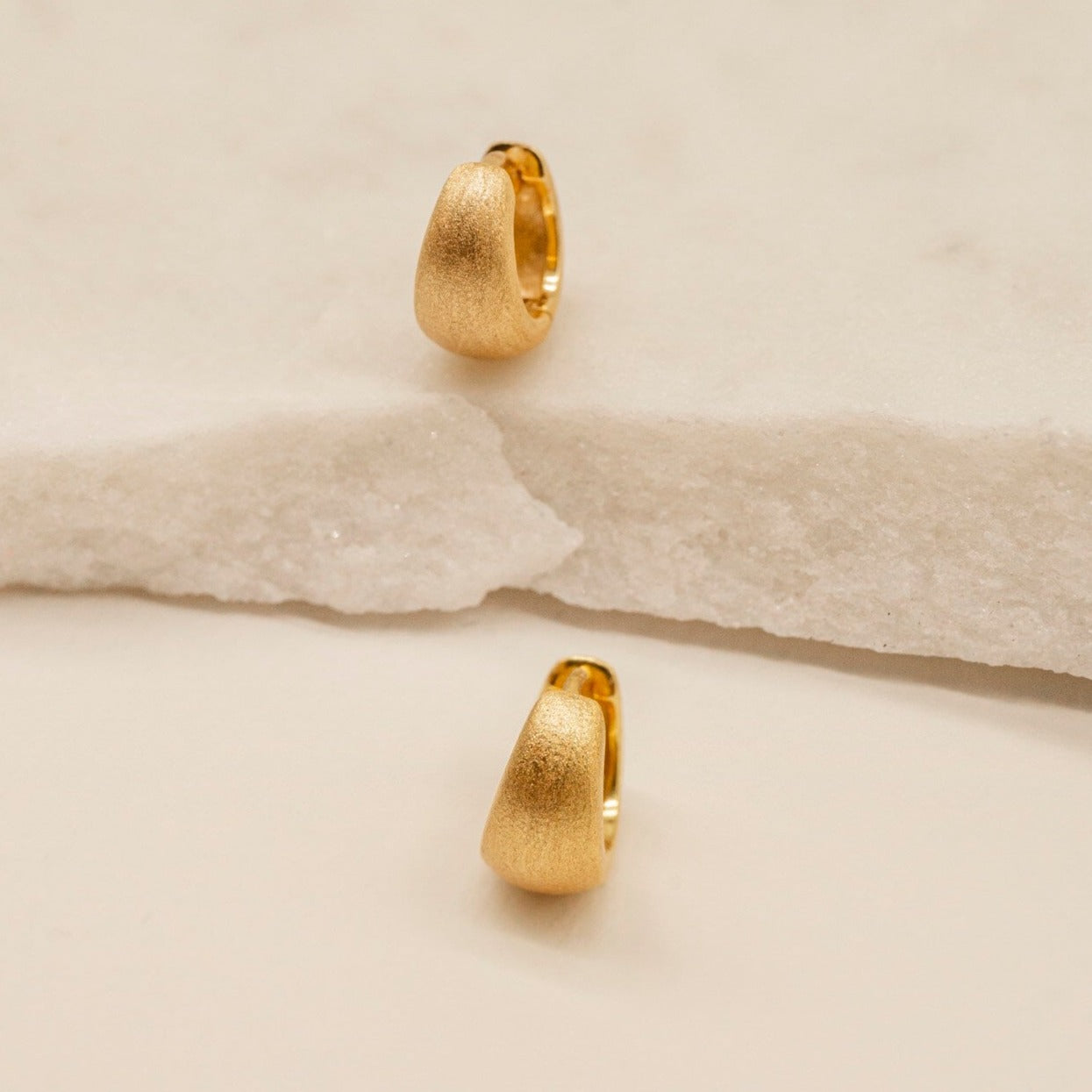 Brushed Gold Chunky Huggie Hoops