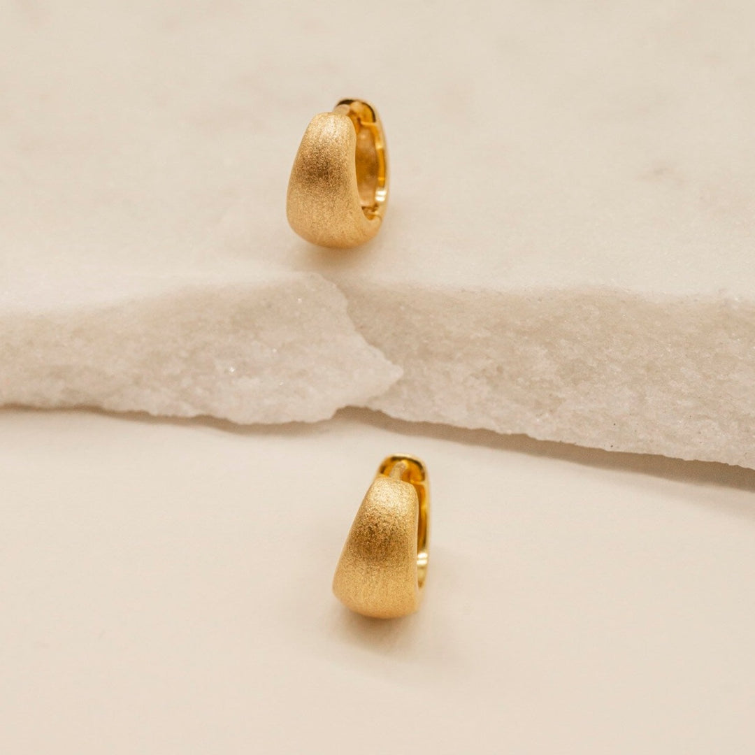 Brushed Gold Chunky Huggie Hoops