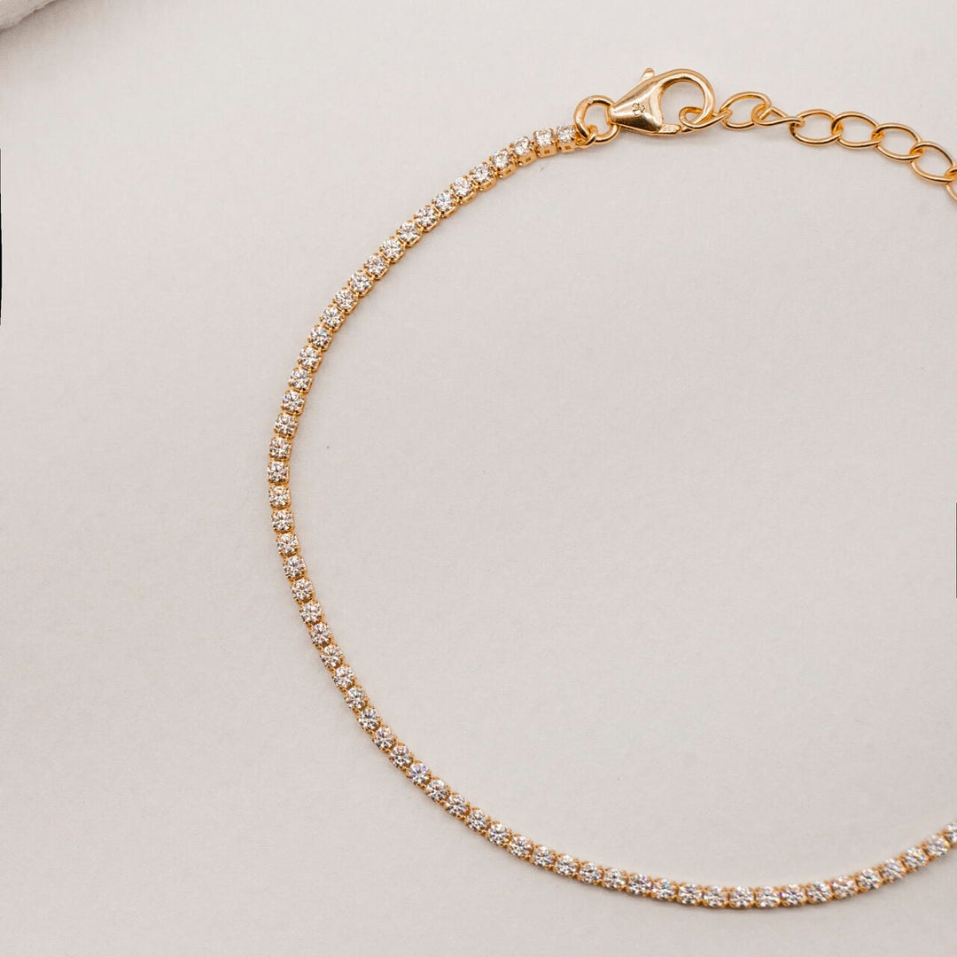 Sparkly Cubic Zirconia Gold Tennis Bracelet