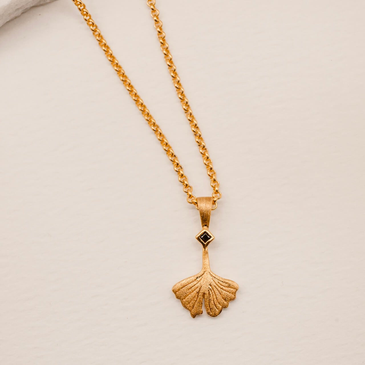 Ginkgo Leaf Gold Charm Necklace