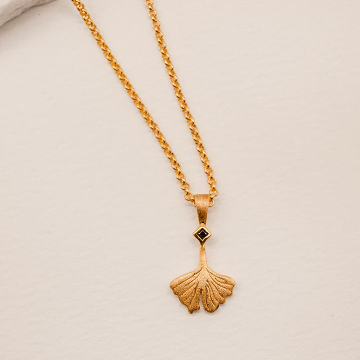 Ginkgo Leaf Gold Charm Necklace
