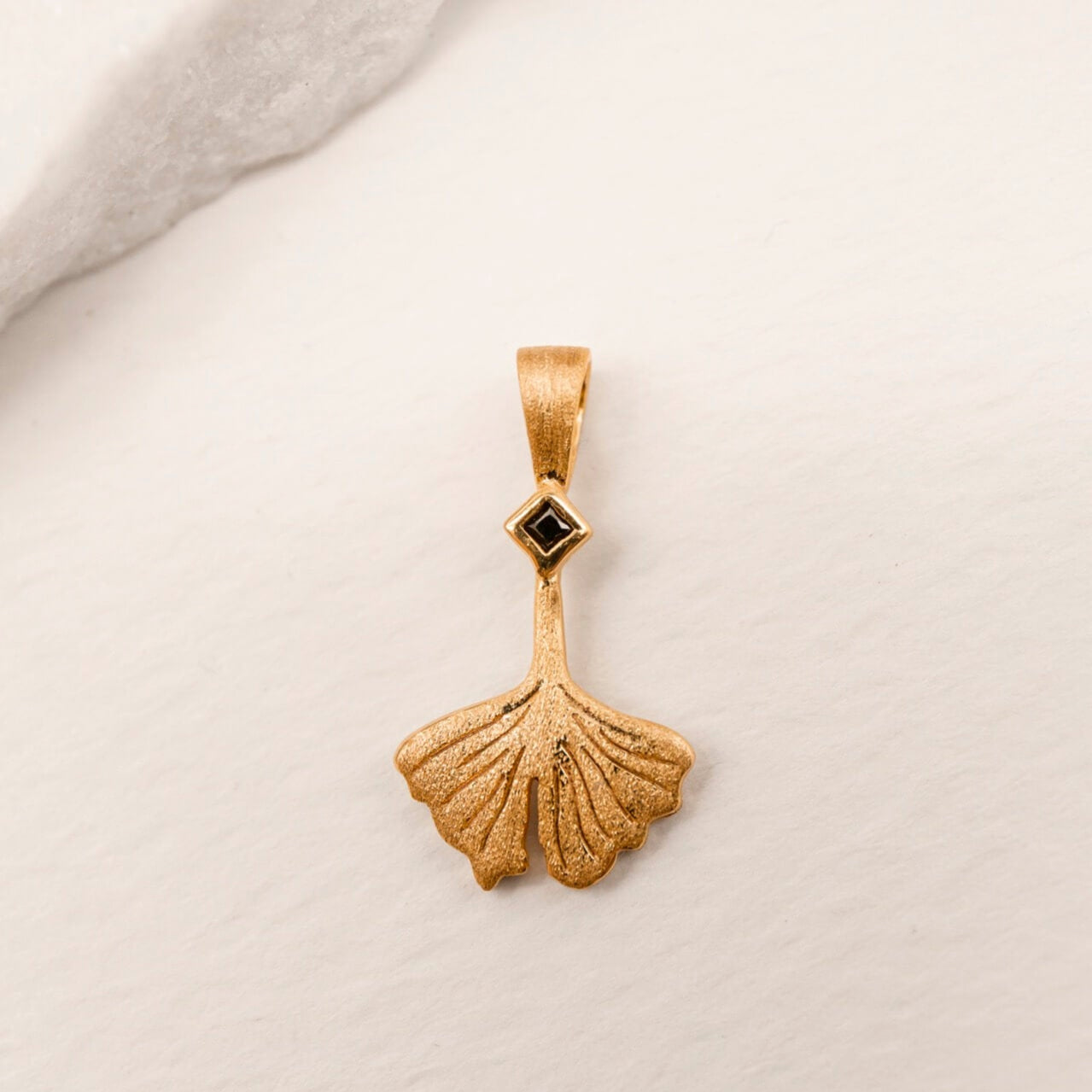 Ginkgo Leaf Gold Charm Pendant