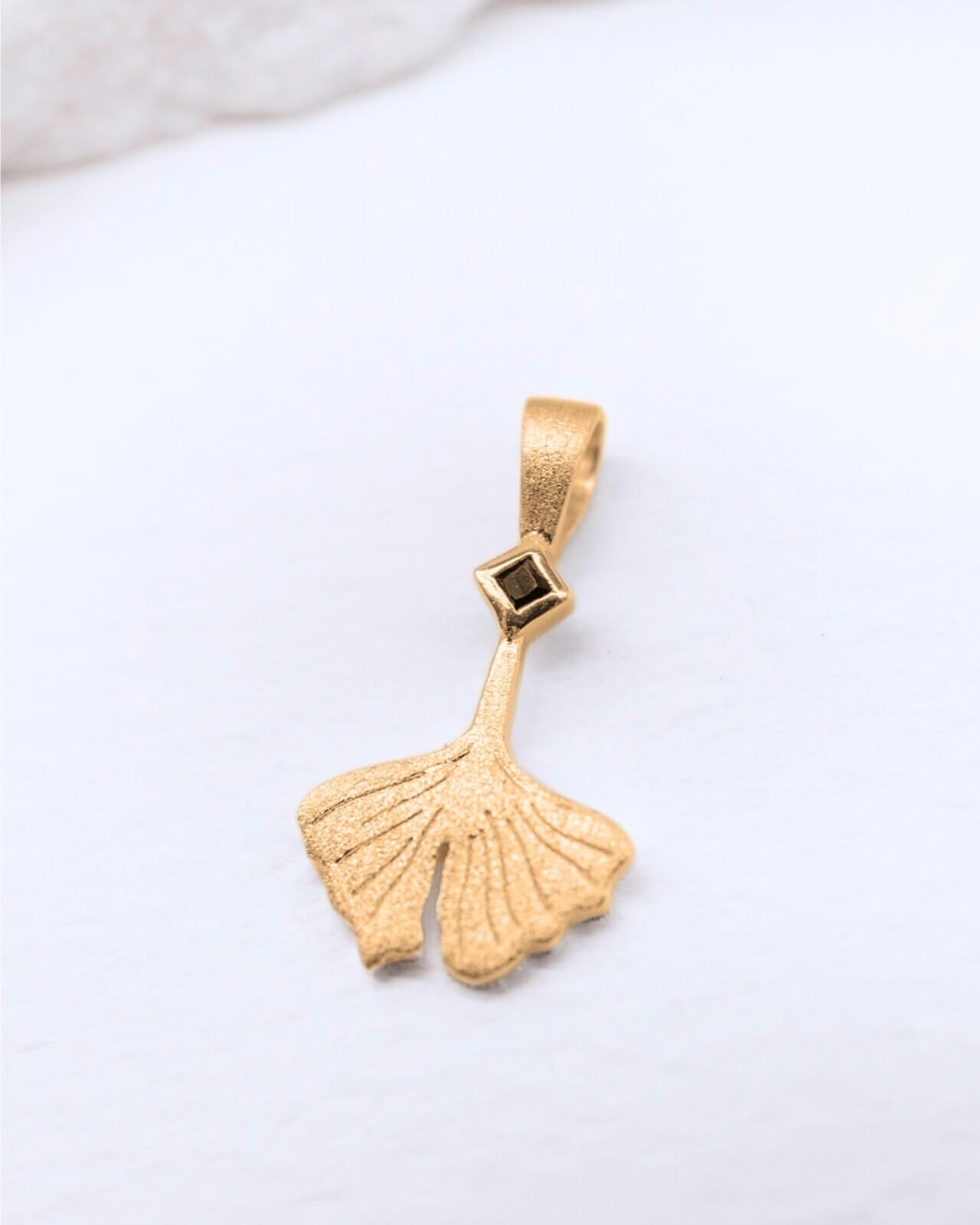 Ginkgo Leaf Gold Charm Pendant