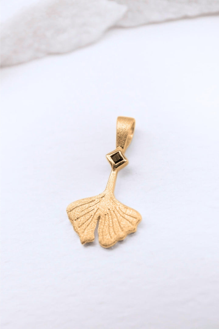 Ginkgo Leaf Gold Charm Pendant