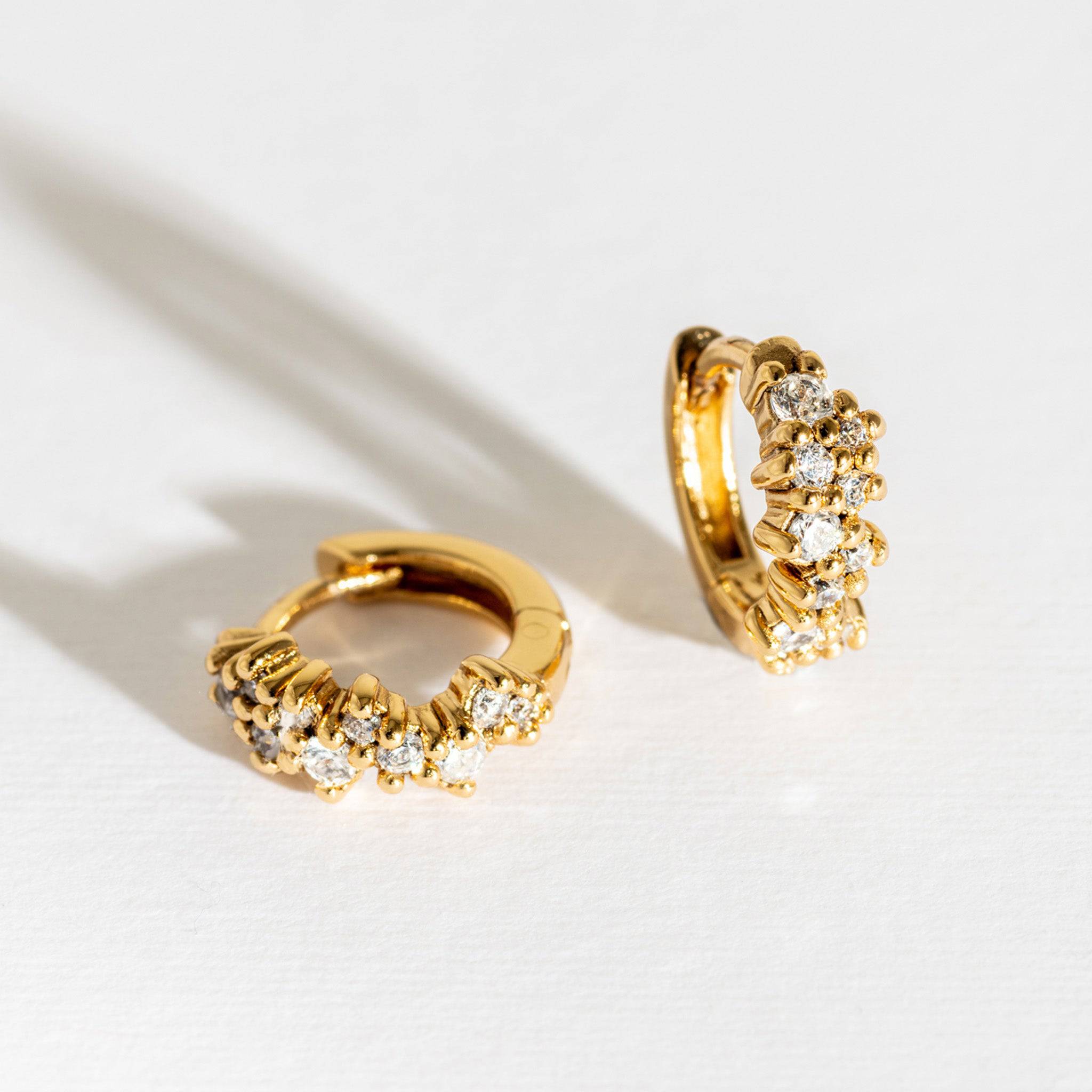 Galaxy Sparkly Gold Scatter Huggie Hoop Earrings