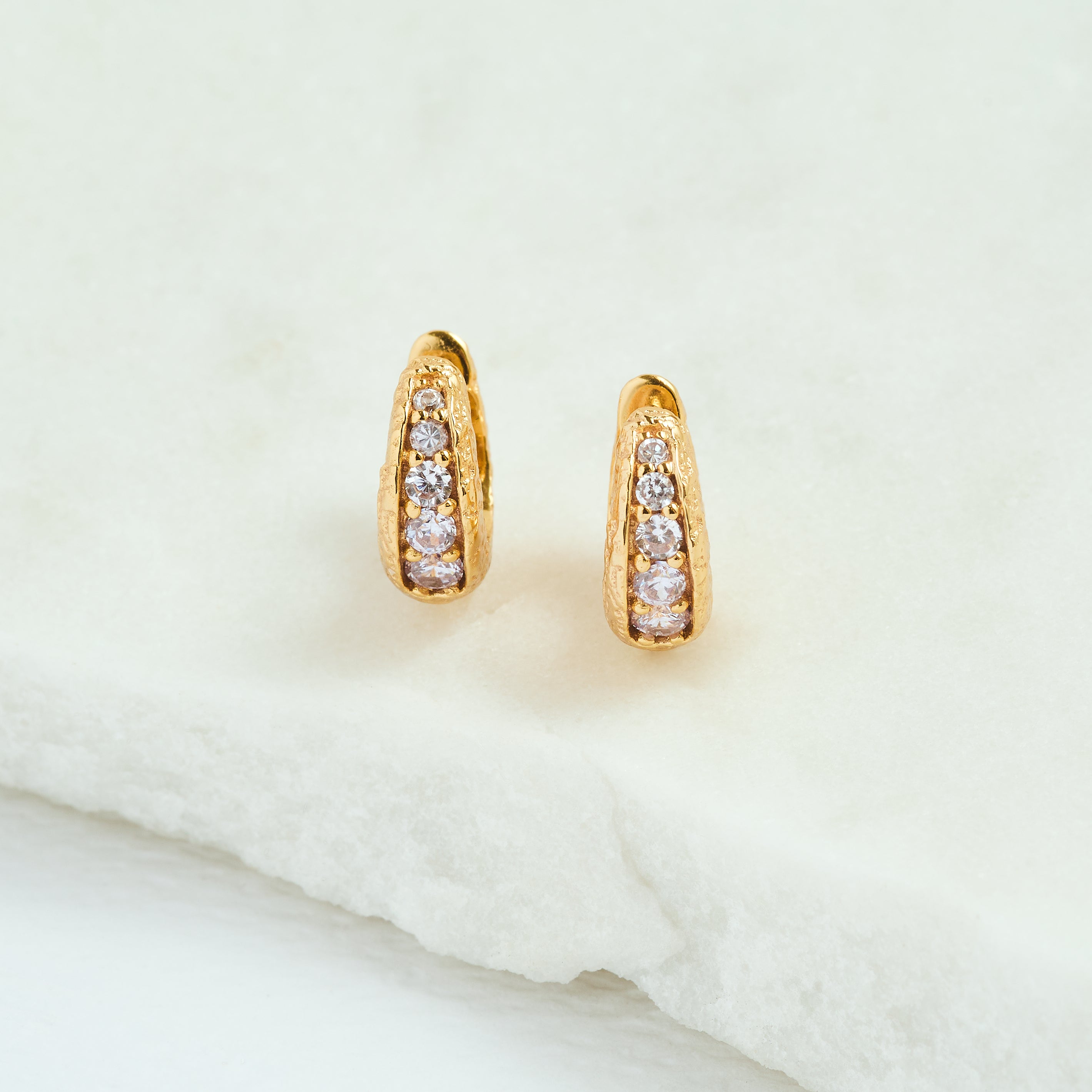 Lab-grown diamond antique gold huggie hoops