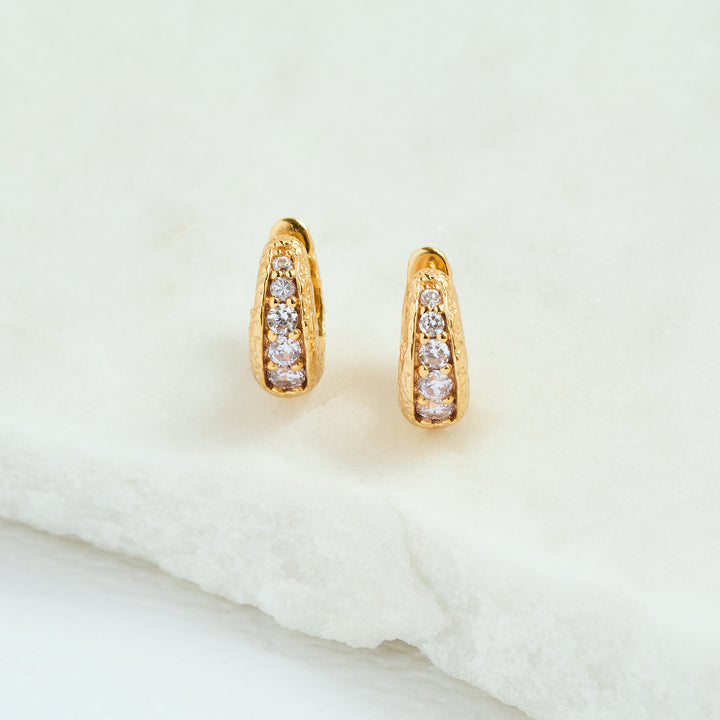 Lab-grown diamond antique gold huggie hoops