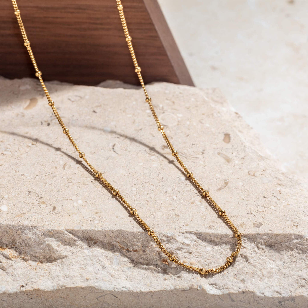 Satellite Beaded Gold Chain Necklace