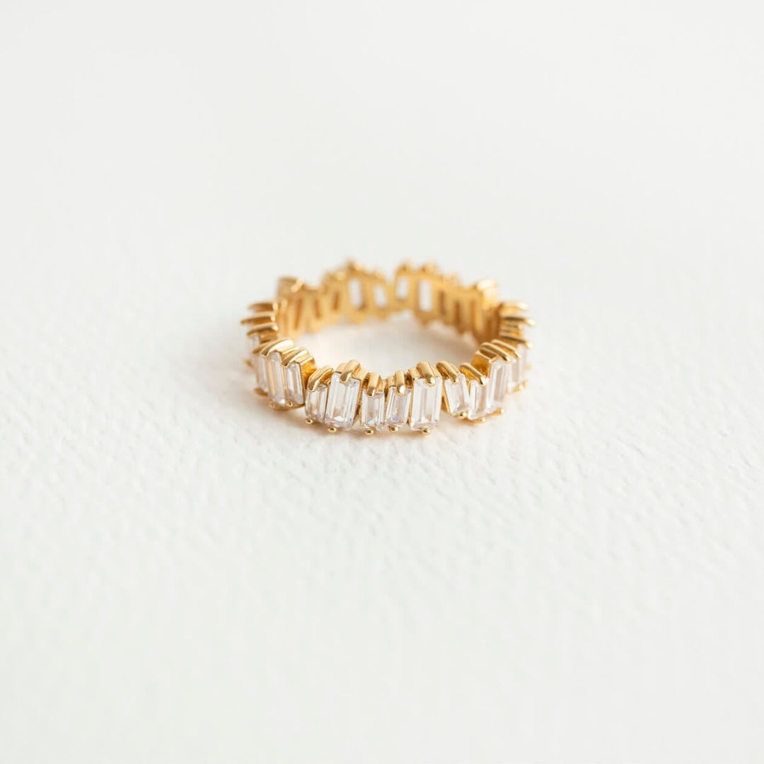 Statement Sparkly Gold Baguette Eternity Ring