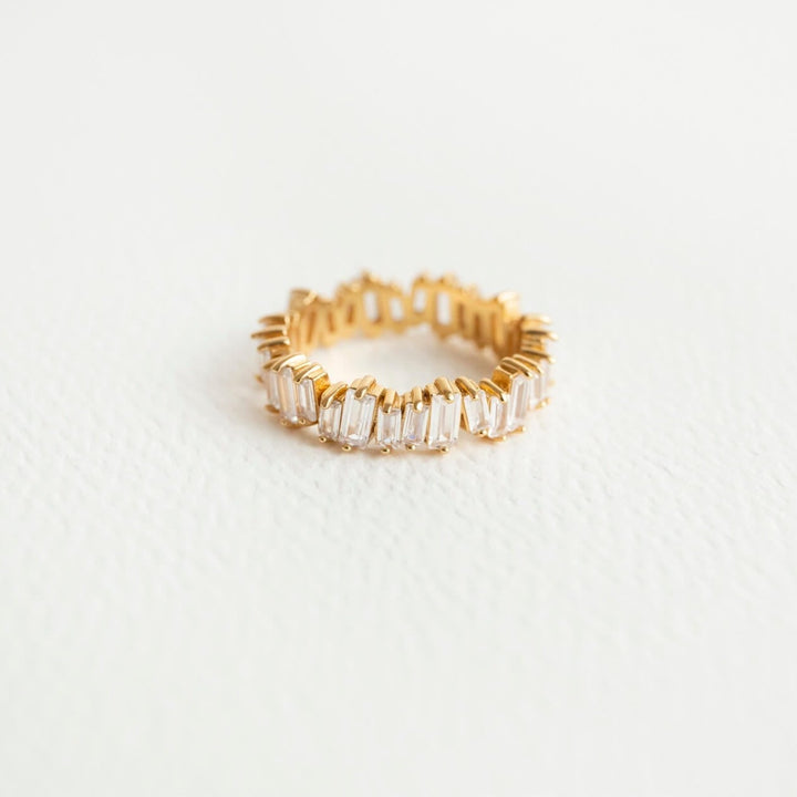 Statement Sparkly Gold Baguette Eternity Ring