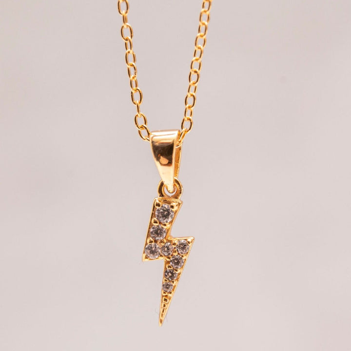 Sparkly Gold Lightning Bolt Charm Necklace