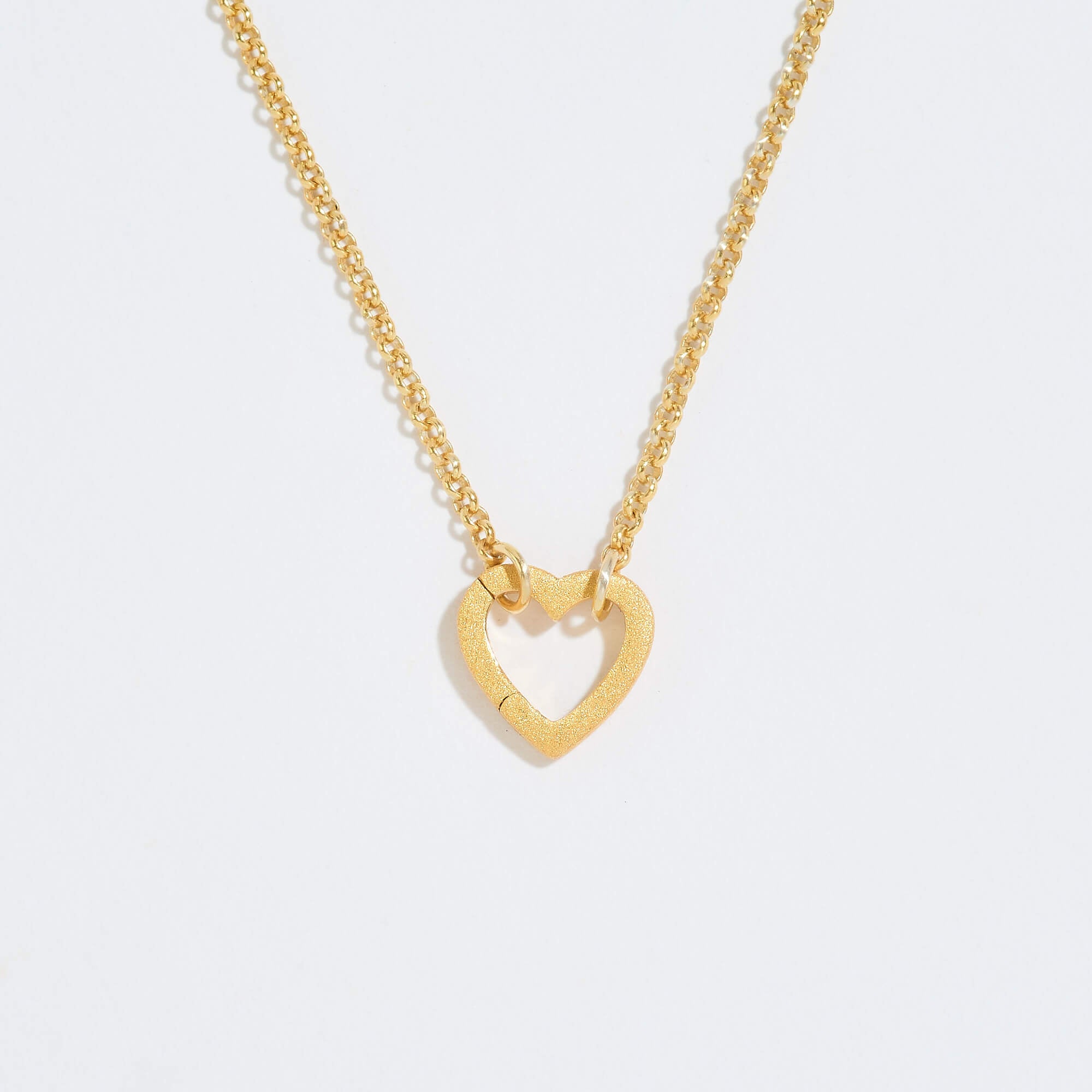 Brushed Gold Vermeil Heart Connector Pendant Necklace