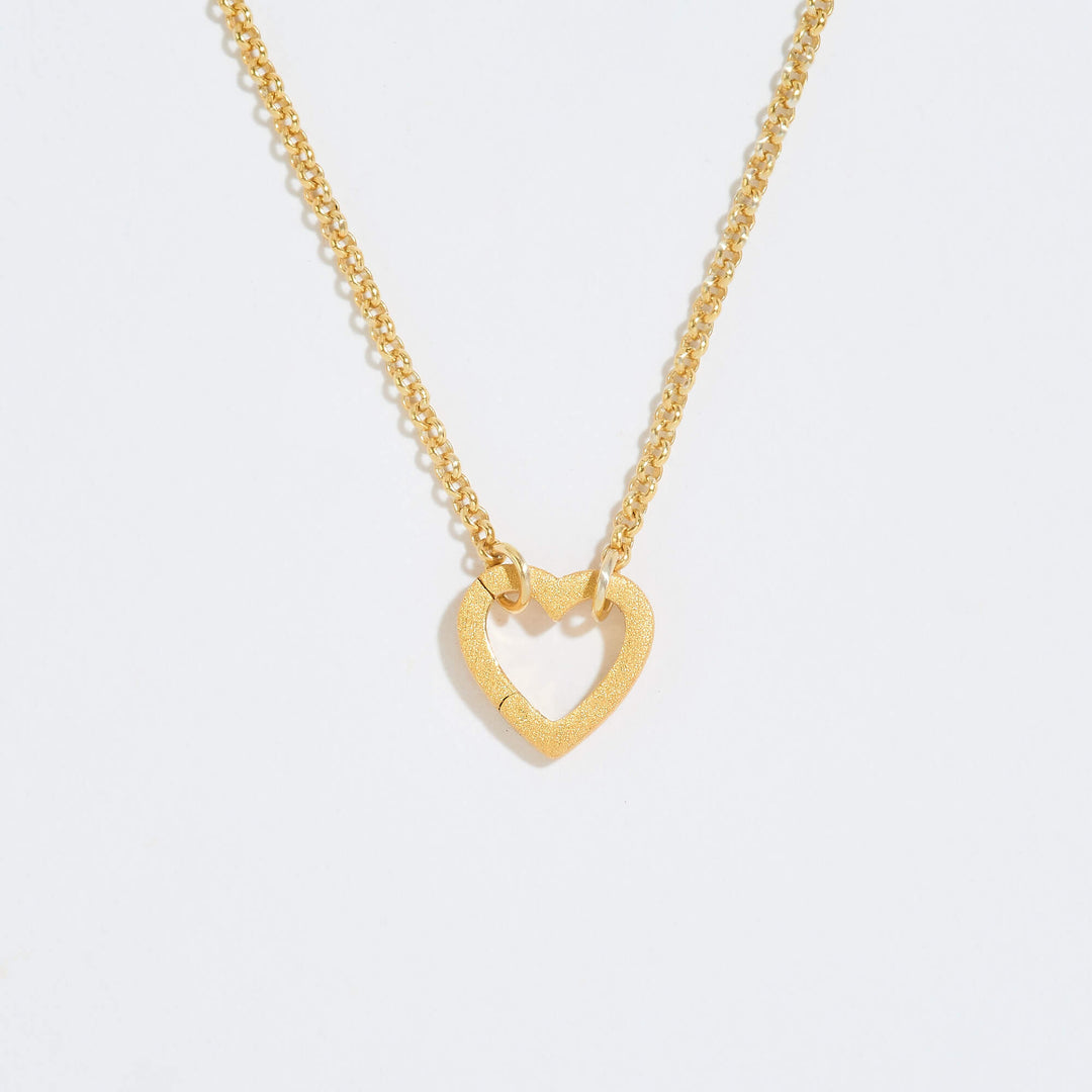 Brushed Gold Vermeil Heart Connector Pendant Necklace