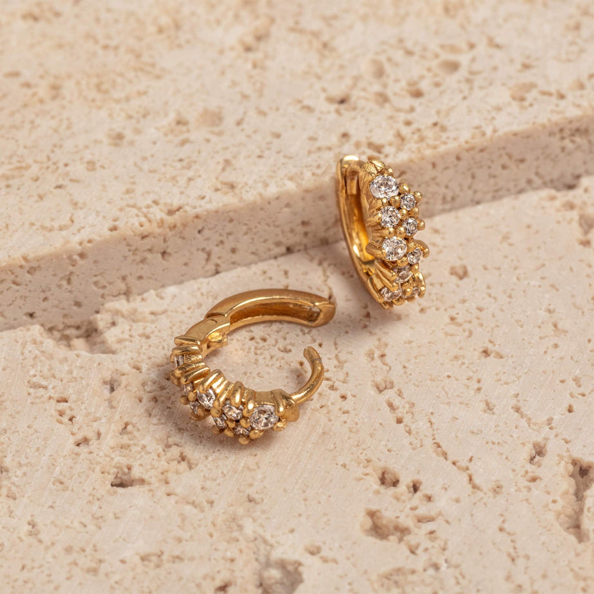 Galaxy Sparkly Gold Scatter Huggie Hoop Earrings