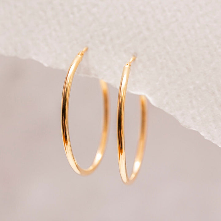 9ct Solid Gold 30mm Hoop Earrings - Claire Hill Designs - close up