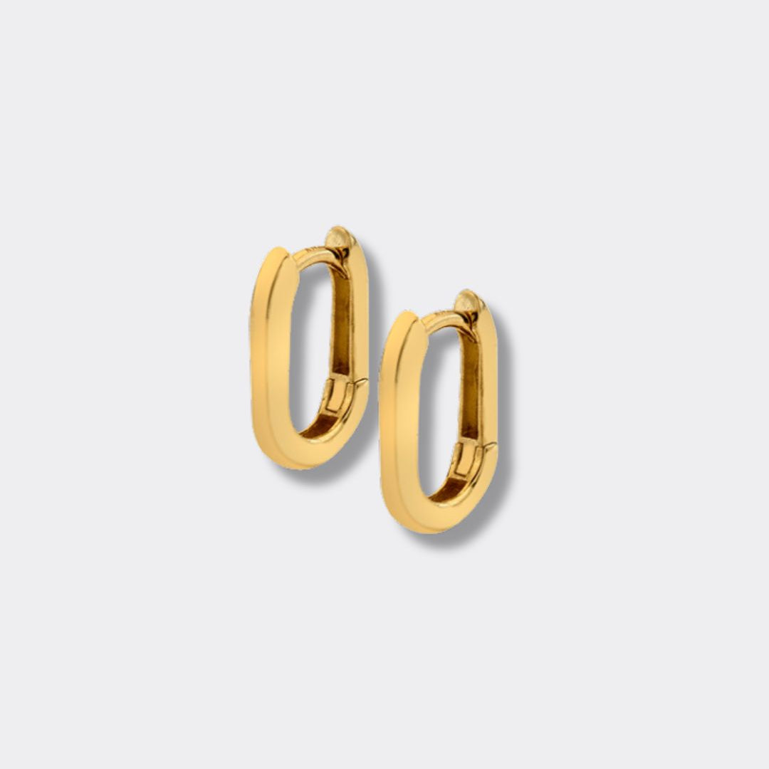 9ct Solid Gold Rectangular Huggie Earrings