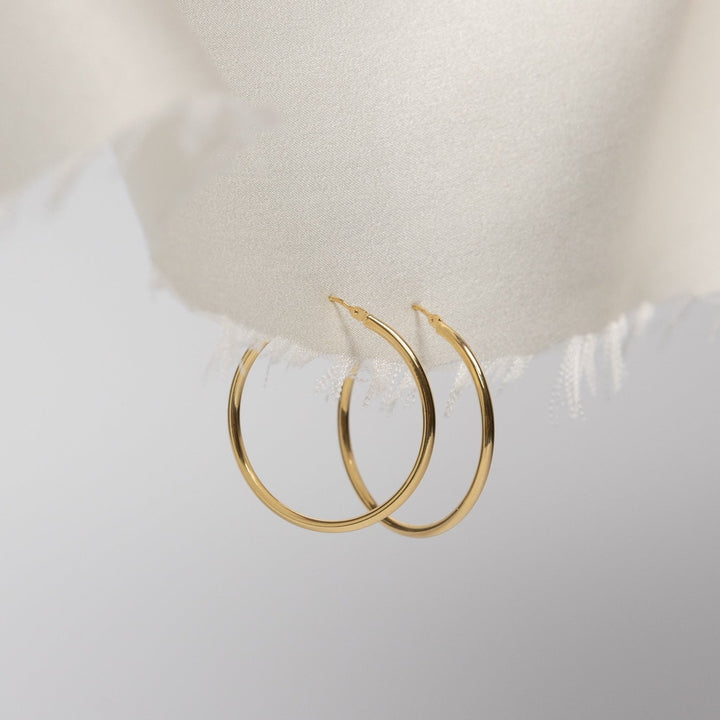 9ct Solid Gold Large Hoop Earrings - 30mm