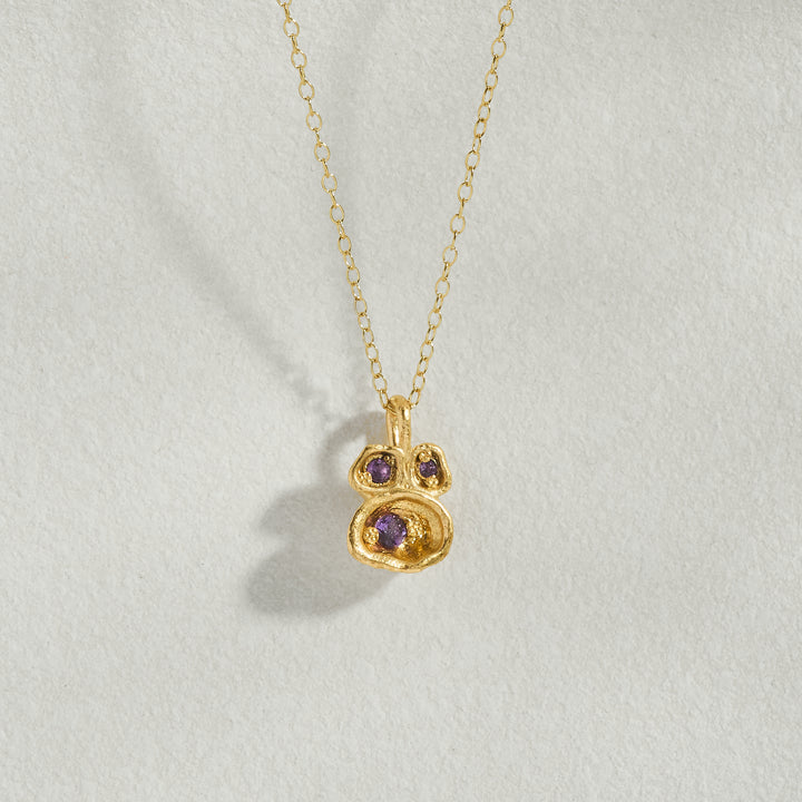 Amethyst Gold Lichen Pendant Necklace