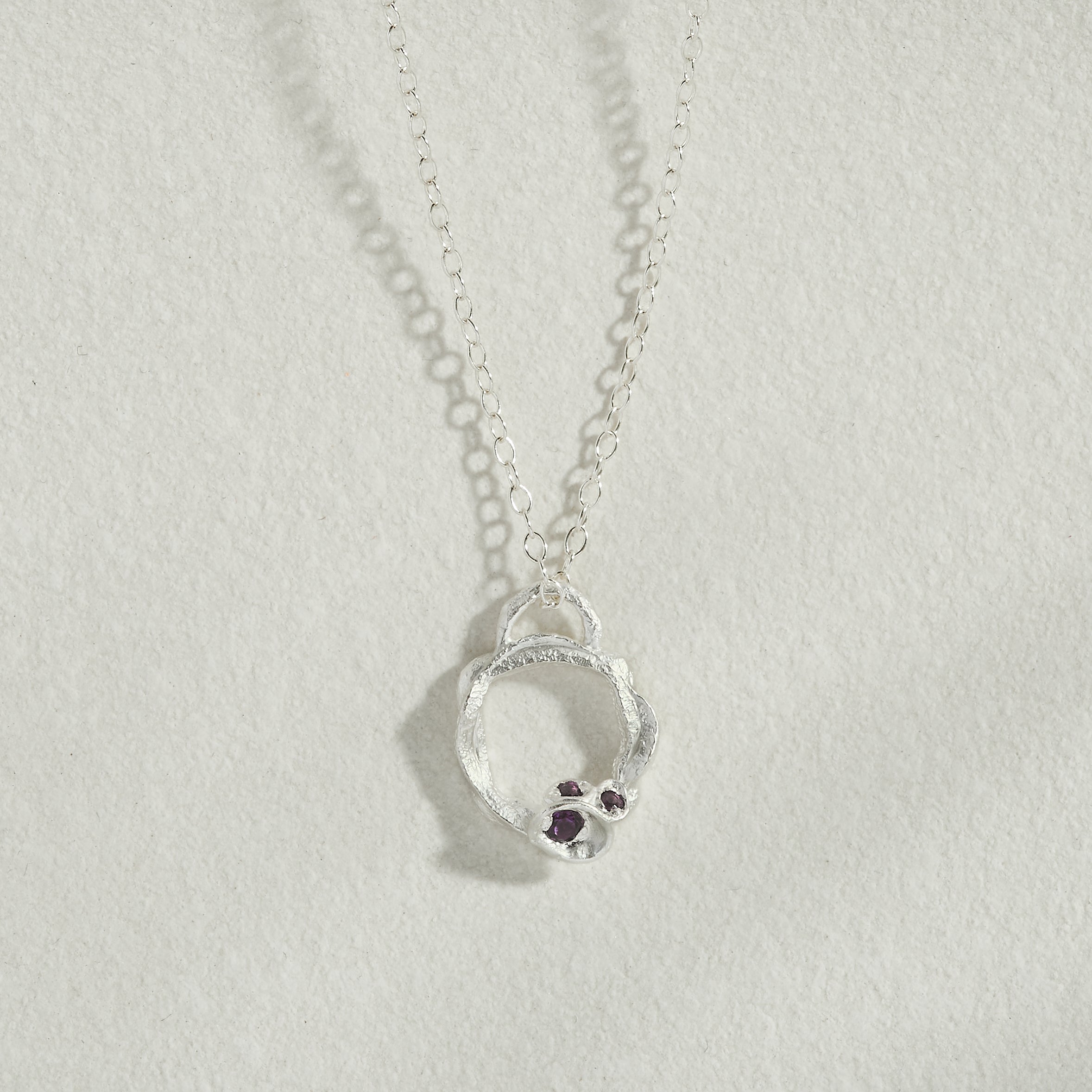 Amethyst Silver Circle Necklace (Small)