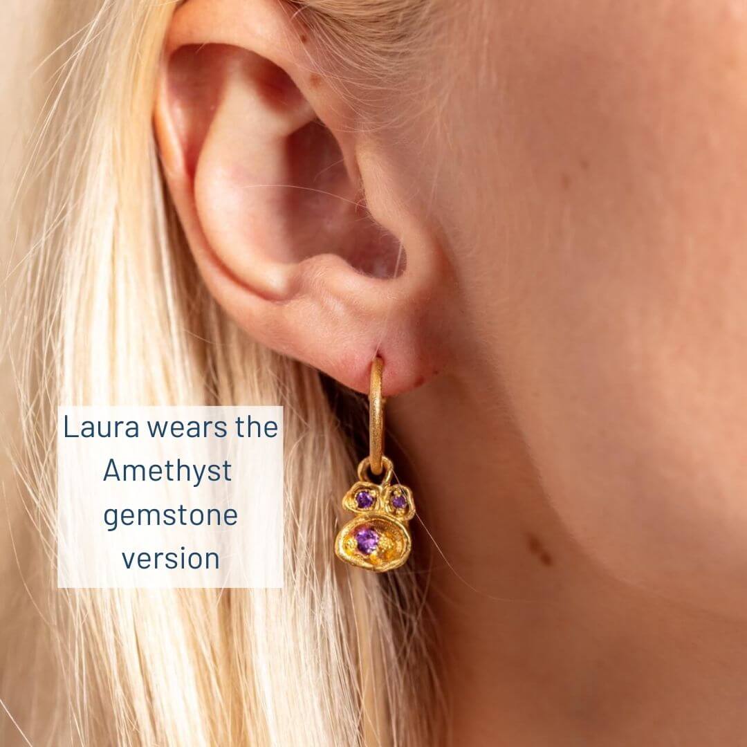 Laura wears amethyst gold earring version
