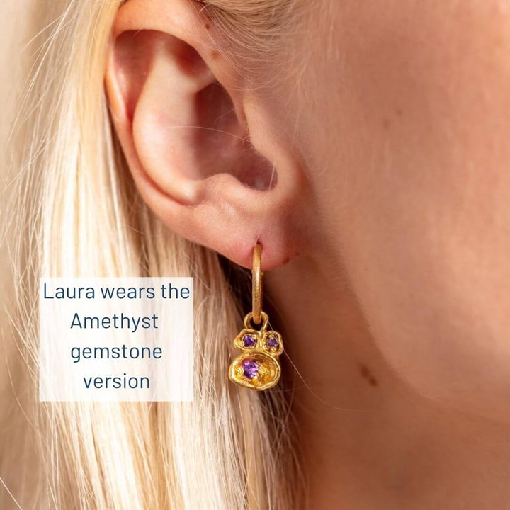 Laura wears Amethyst Gold Vermeil Earring Version