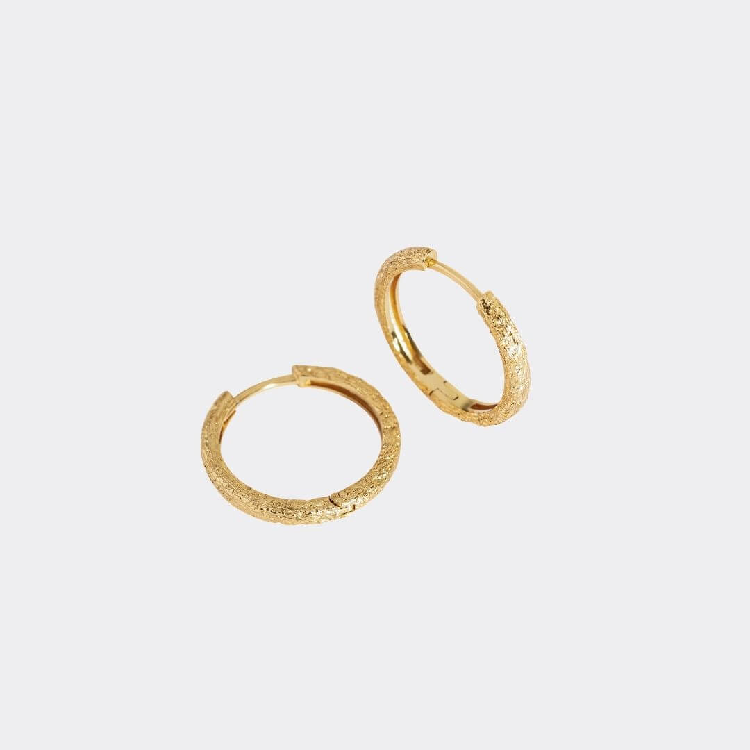 Antique-Textured Gold Hoop Earrings