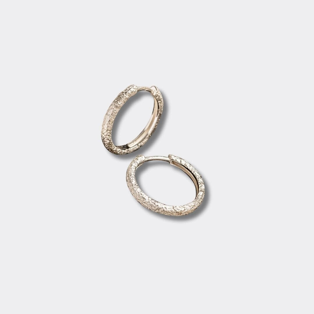 Antique-Textured Silver Hoop Earrings