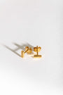 Antique-Textured Gold Bar Stud Earrings