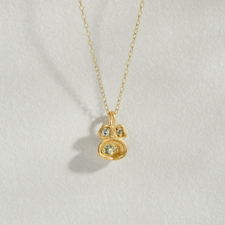 Aquamarine Gold Lichen Pendant Necklace