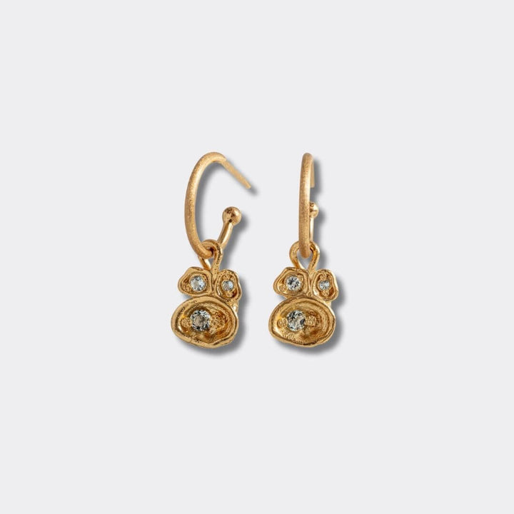 Aquamarine Gold Lichen Hoop Earrings
