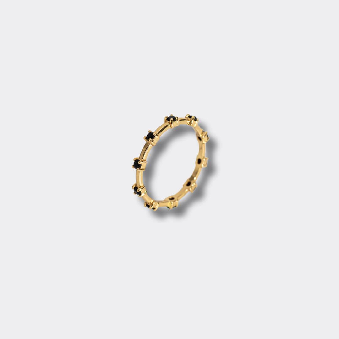 Black and Gold Studded Stacking Ring
