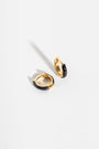 Black Enamel Gold Huggie Hoop Earrings