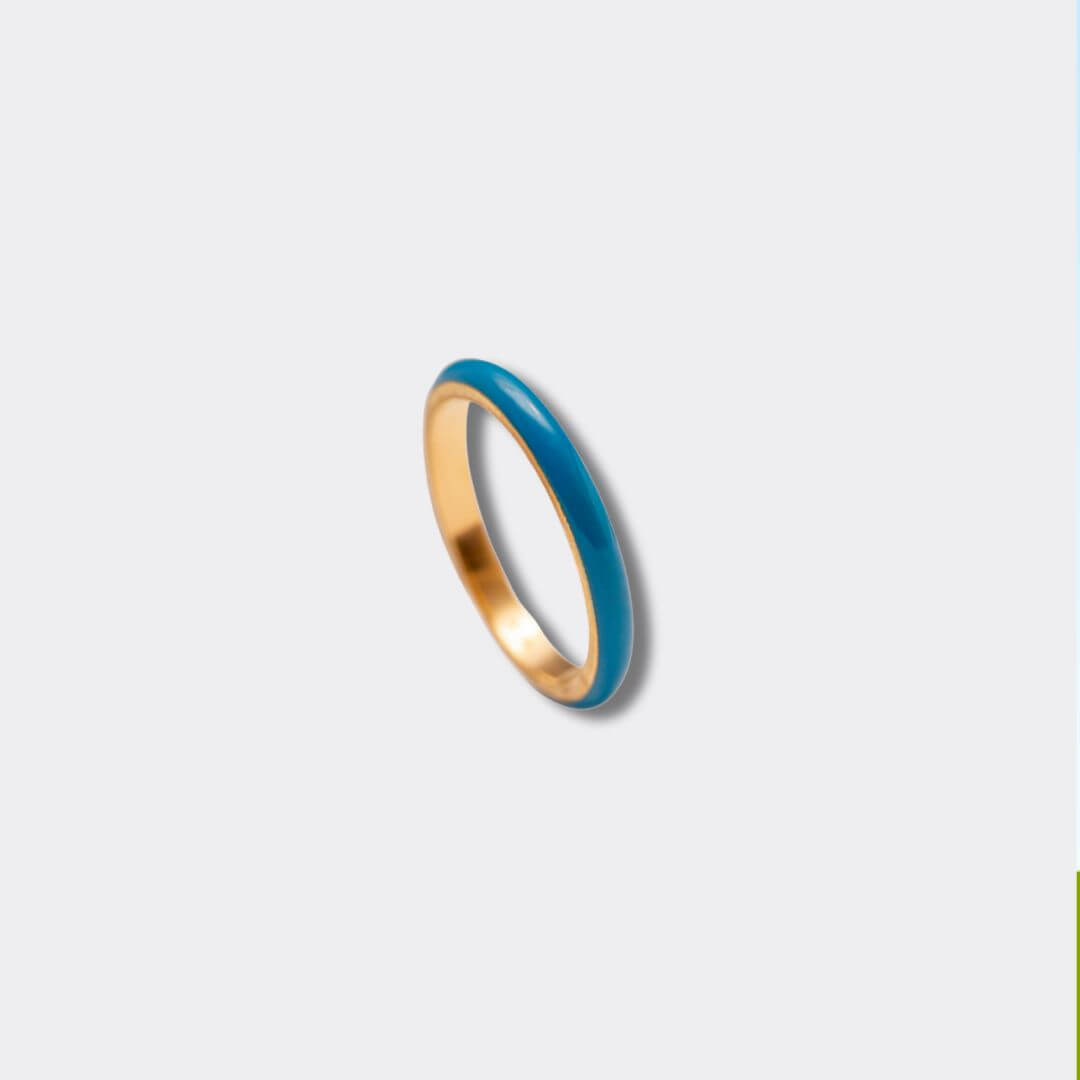 Blue Enamel Gold Ring