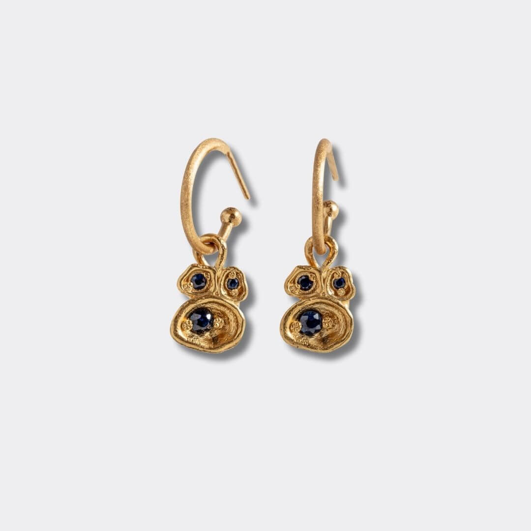Sapphire Gold Lichen Hoop Earrings