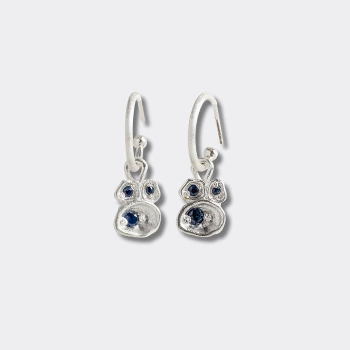 Sapphire Silver Lichen Hoop Earrings