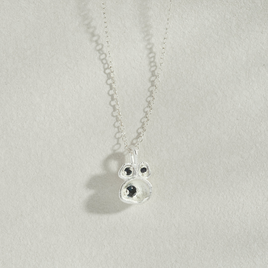 Sapphire Silver Lichen Pendant Necklace