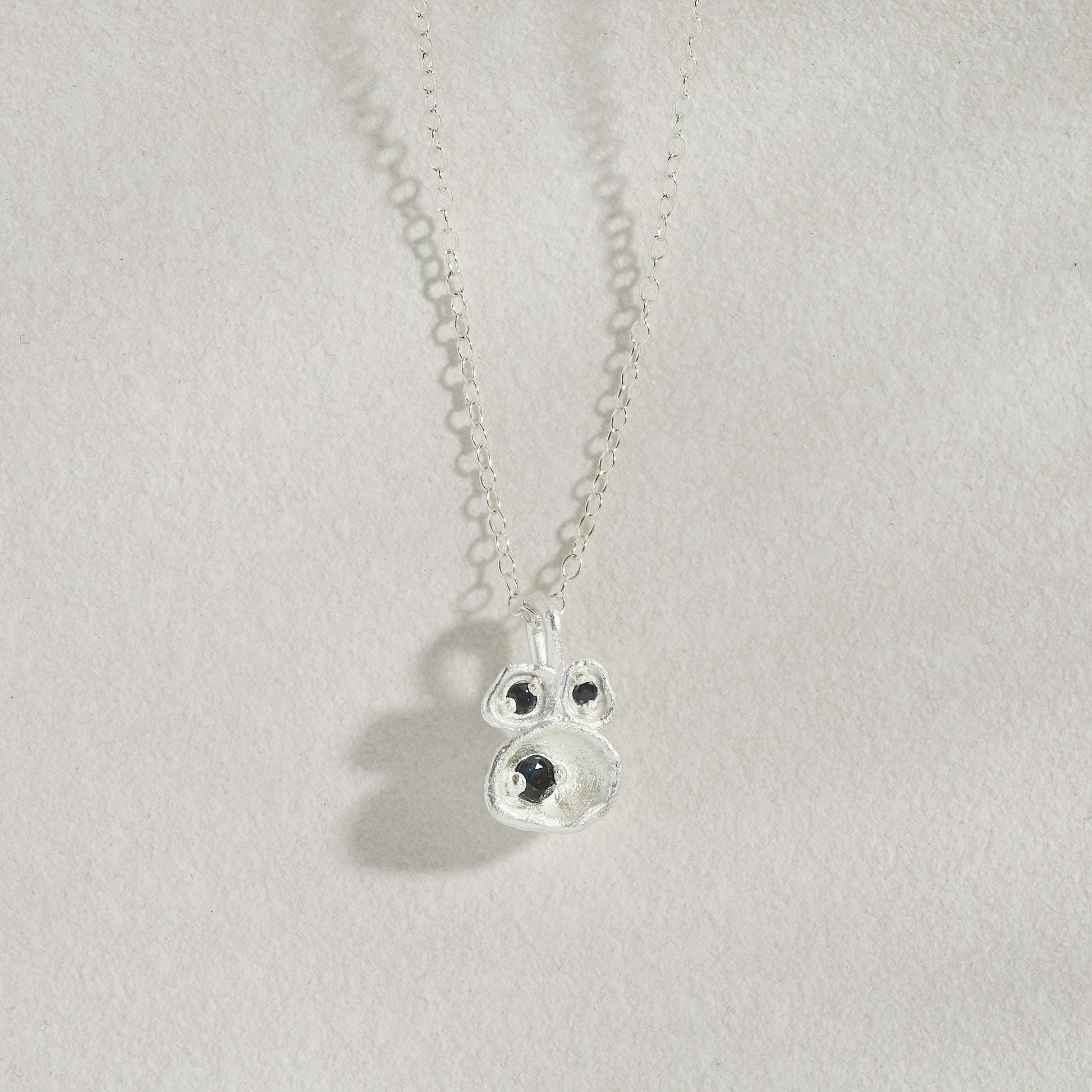 Sapphire Silver Lichen Pendant Necklace