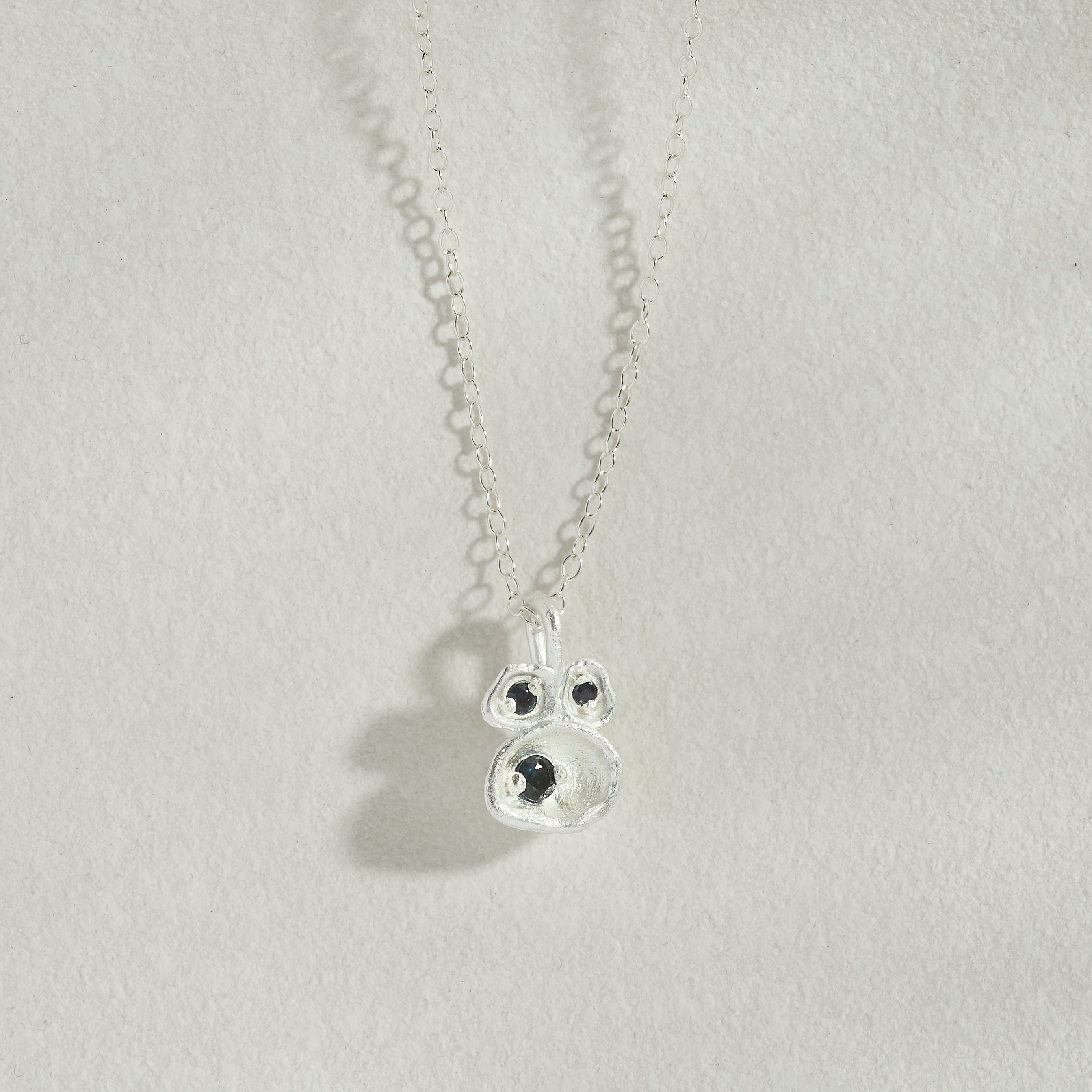 Sapphire Silver Lichen Pendant Necklace