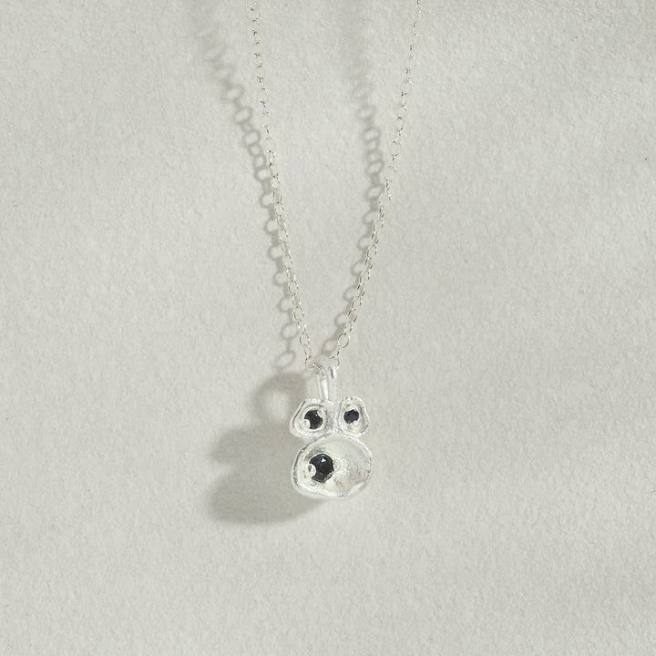 Sapphire Silver Lichen Pendant Necklace