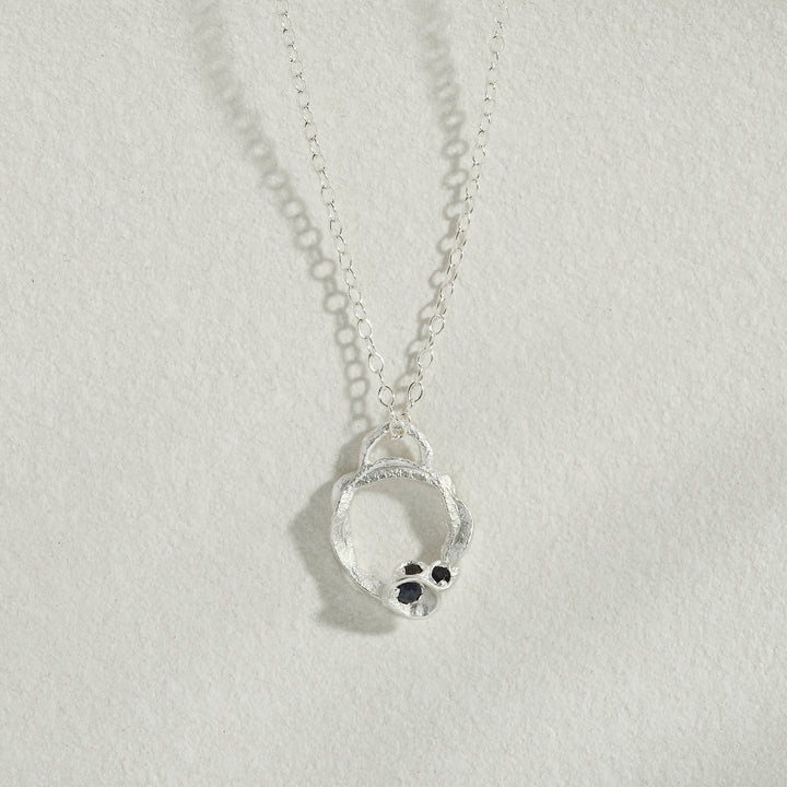 Sapphire Silver Circle Necklace (Small)