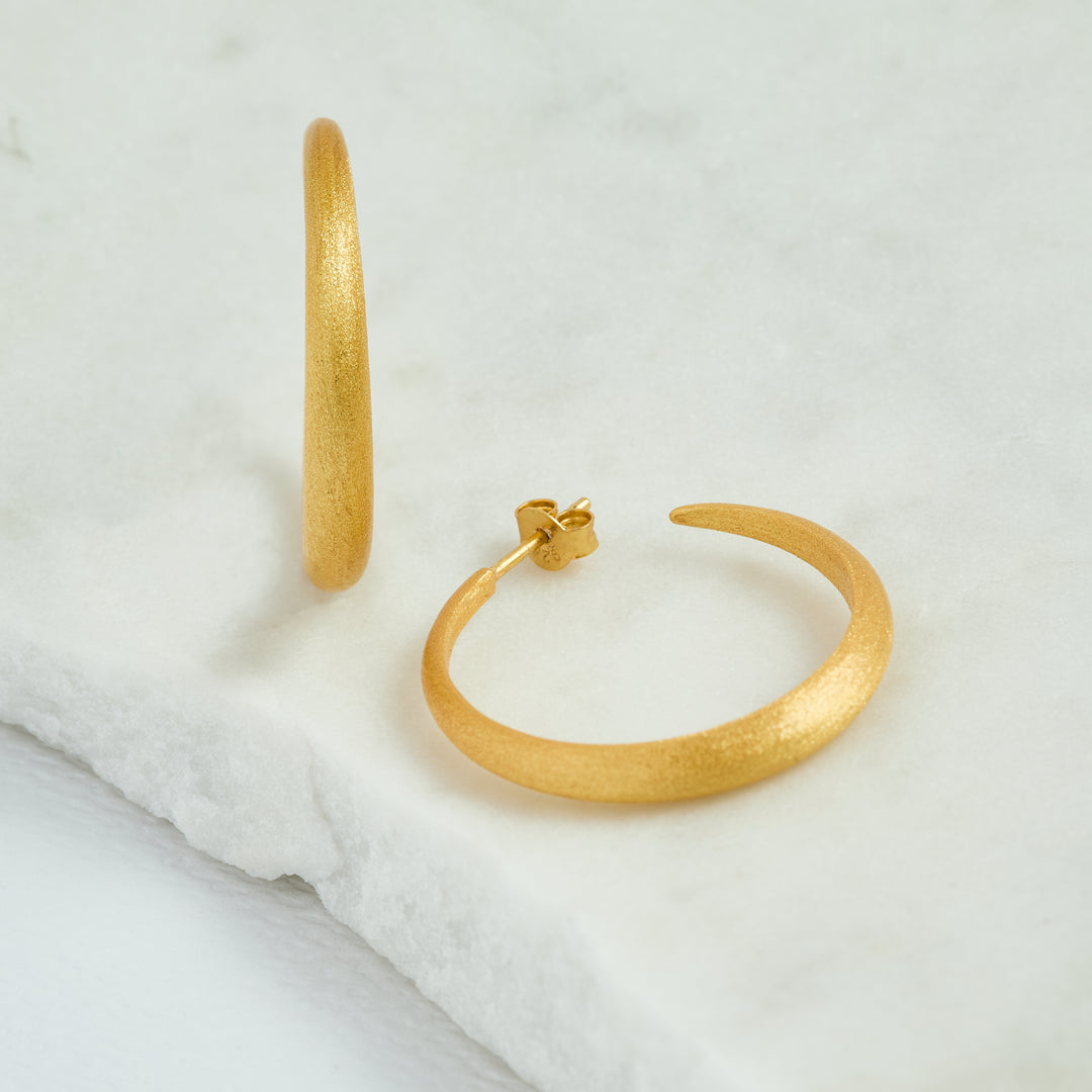 Brushed Large Tapered Hoop Earrings (30mm)