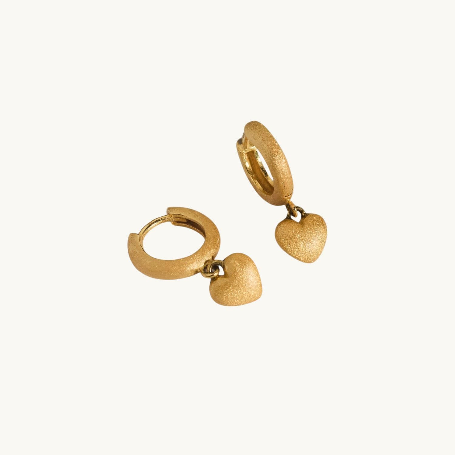 Brushed Heart Gold Huggie Hoops