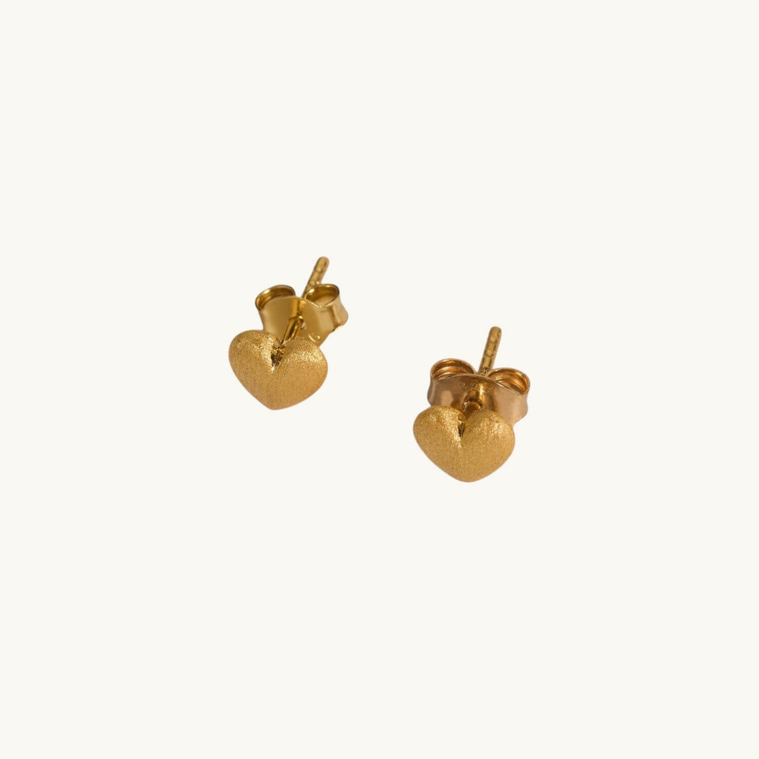 Brushed Heart Gold Stud Earrings