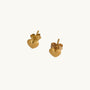 Brushed Heart Gold Stud Earrings