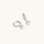 Brushed Heart Silver Huggie Hoops