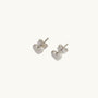 Brushed Heart Silver Stud Earrings